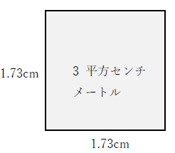 3平方センチメートルの広さ