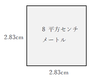 8平方センチメートルの広さ