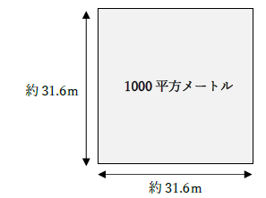 1000平方メートルの一辺の長さは何メートル