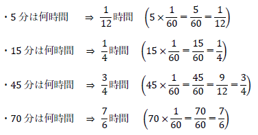 5分、15分、45分、70分は何時間