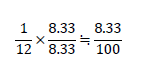 1/12×8.33/8.33≒8.33/100