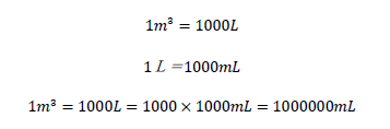 1立方メートル(m^3)は何ミリリットル(mL)？