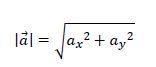 \left|\vec{a}\right|=\sqrt{{a_x}^2+{a_y}^2}