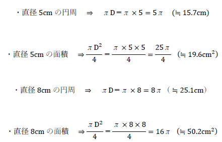 直径5cm、8cmはどれくらい？